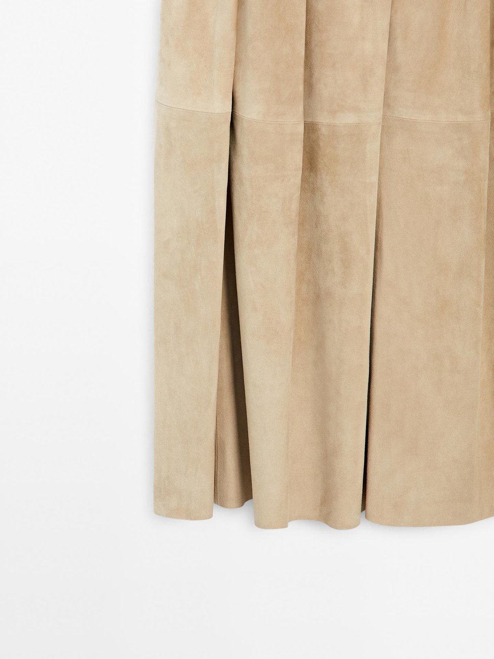 Massimo Dutti Длинная юбка из замши с плиссировкой, дымчатый