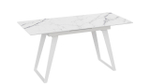 Стол кухонный обеденный раздвижной Белый муар/Стекло глянцевое белый мрамор 140(180)х80х77 см