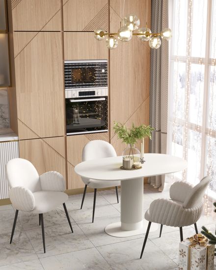 Стол обеденный Snow МДФ 130*80 белый