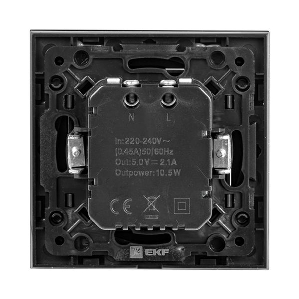 Стокгольм Механизм Розетки USB 2-местной 2,1А винтовые клеммы черный EKF PROxima