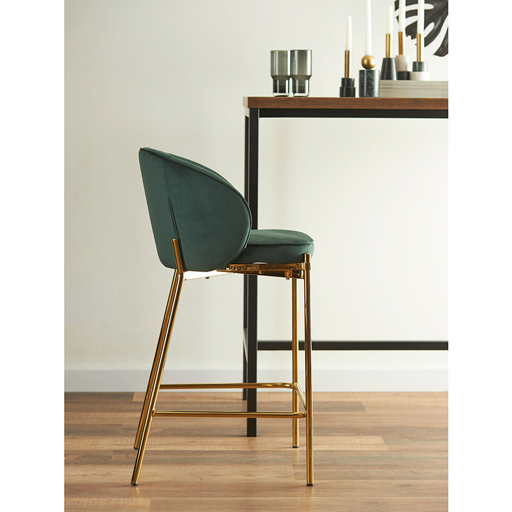 Стул полубарный Bergenson Bjorn Coral, велюр, темно-зеленый