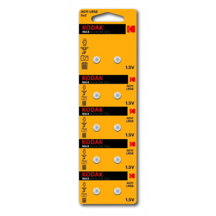 Батарейки Kodak AG11 LR721, LR58 [KAG11-10] MAX Button Cell