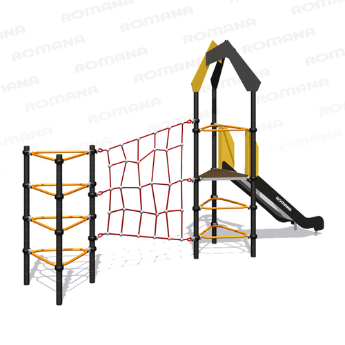 Детский спортивный комплекс с канатным лазом и горкой Серия треугольник Romana 401.29.00