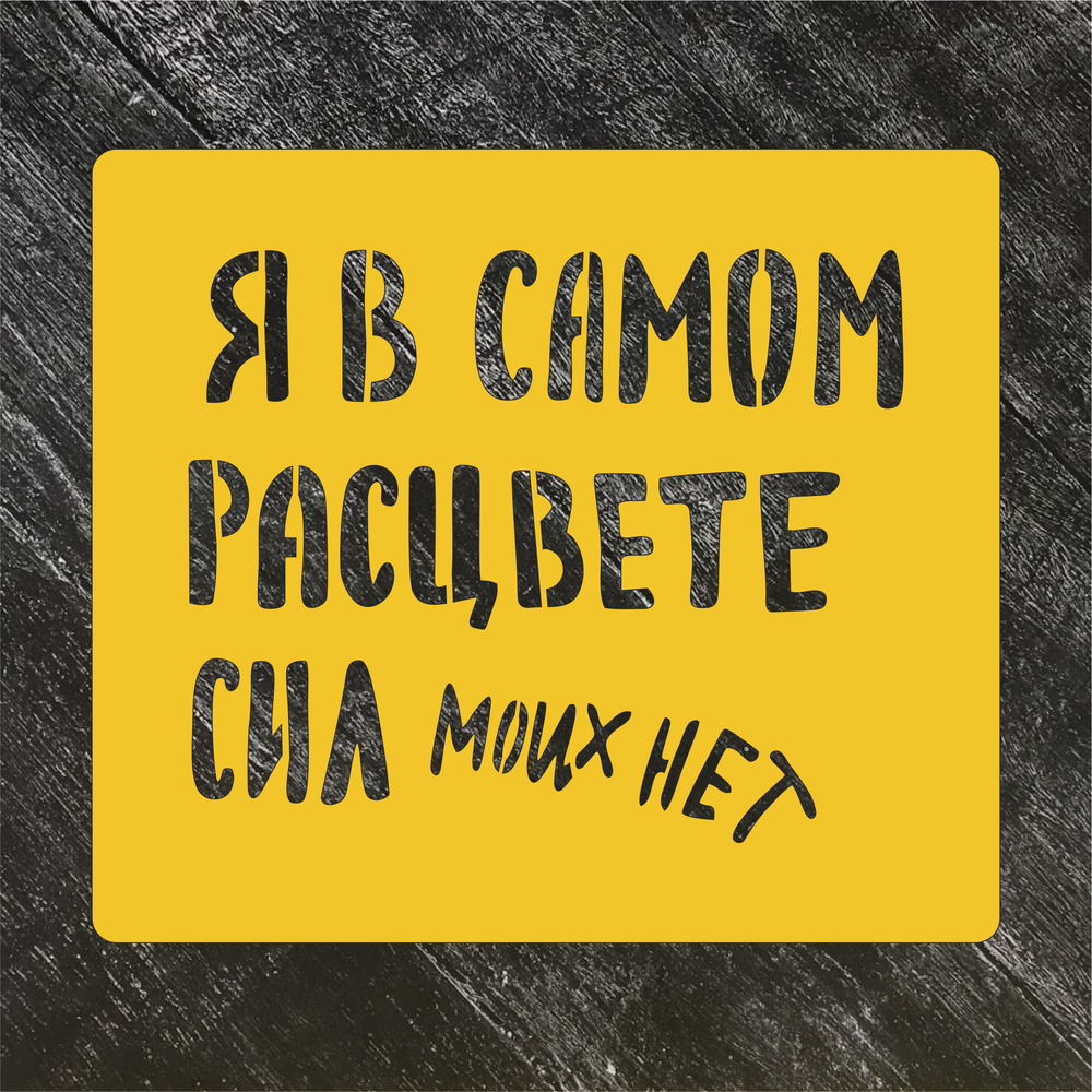 Трафарет "Я в самом расцвете сил" №1