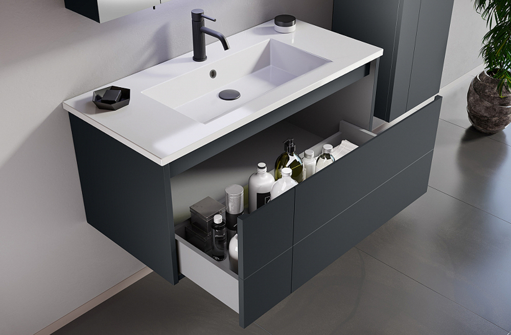 Тумба с раковиной Orka Likya 80 5002491 подвесная Антрацит матовый