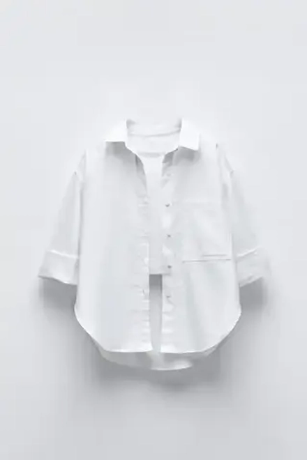 ZARA РУБАШКА ОКСФОРД И ТОП В РУБЧИК, БЕЛЫЙ