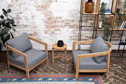 Кофейный комплект из тика Joygarden ВЕНТО, Natural Teak, серый