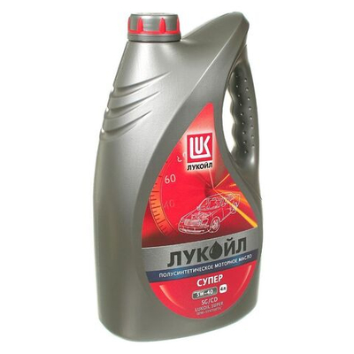 Масло моторное полусинтетич, 5W40, Лукойл, Супер, 4 л