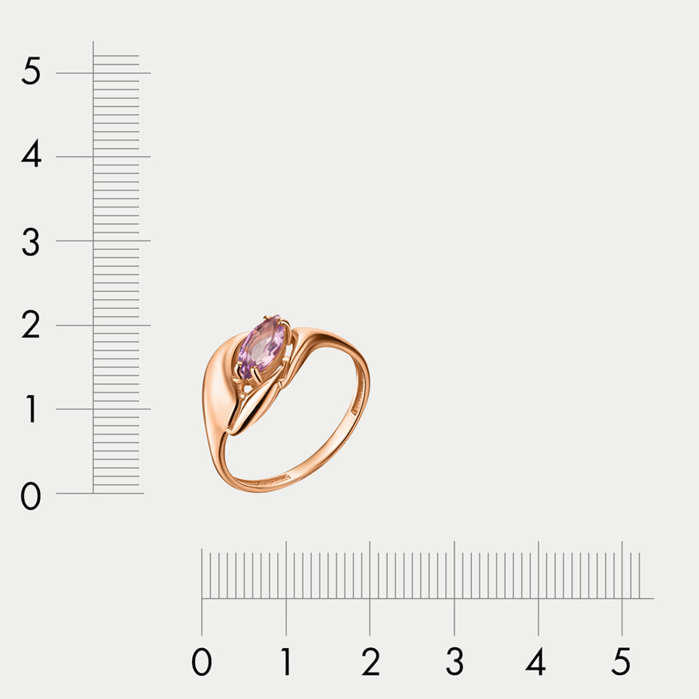 Женское кольцо из розового золота 585 пробы с аметистом (арт. 100-1296_am-003)