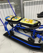 Снегокат 507 высокий SNOWKAT TWINS BABY Wheel для двоих, с 2 склад спинк. П-обр толк. колёса Жирафик