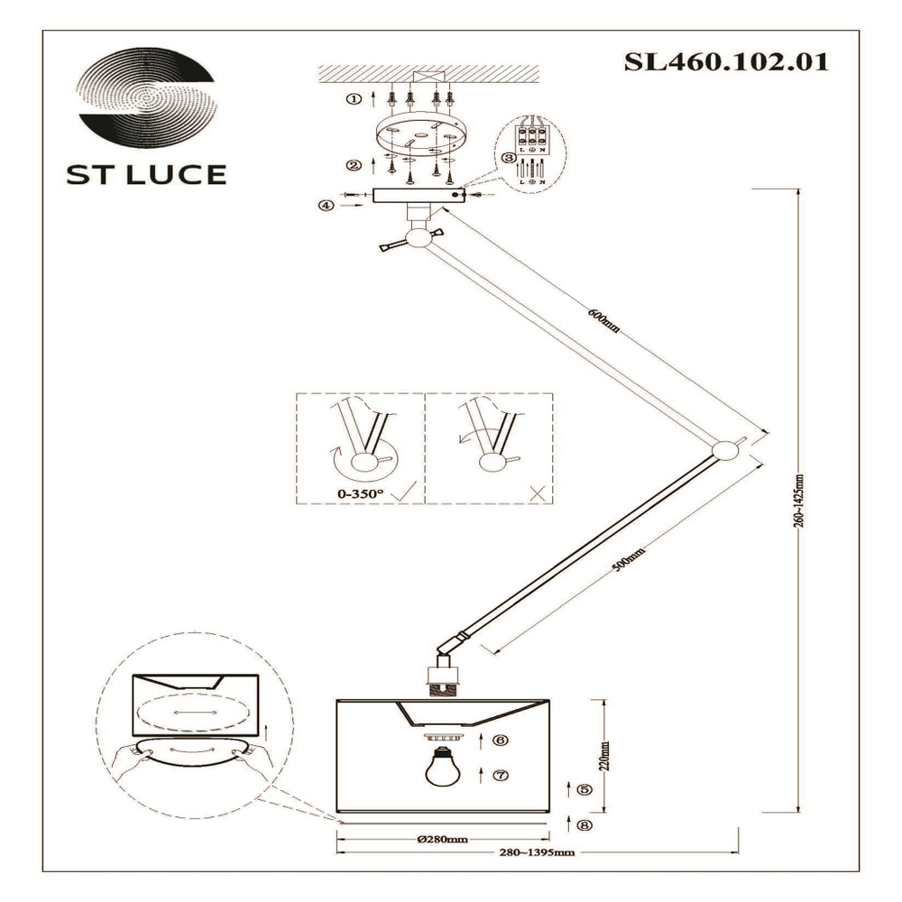 SL460.102.01 Светильник потолочный ST-Luce Хром/Белый E27 1*60W (из 2-х коробок)