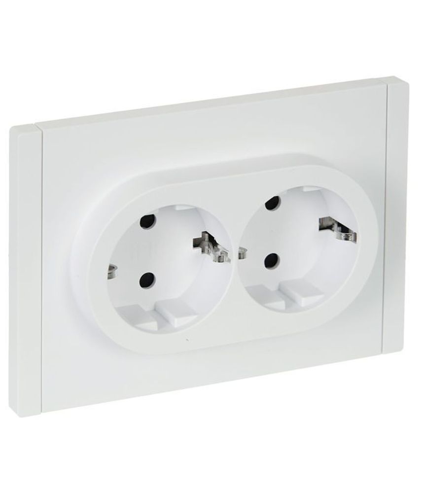 Розетка 2-м СП FORTE&amp;PIANO FP223 16А с заземл. защ. шторки безвинт. крепл. бел. IEK FP-R24-16-1-K01