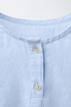 ZARA БОДИ ИЗ ХЛОПКА И ЛЬНА, СИНИЙ