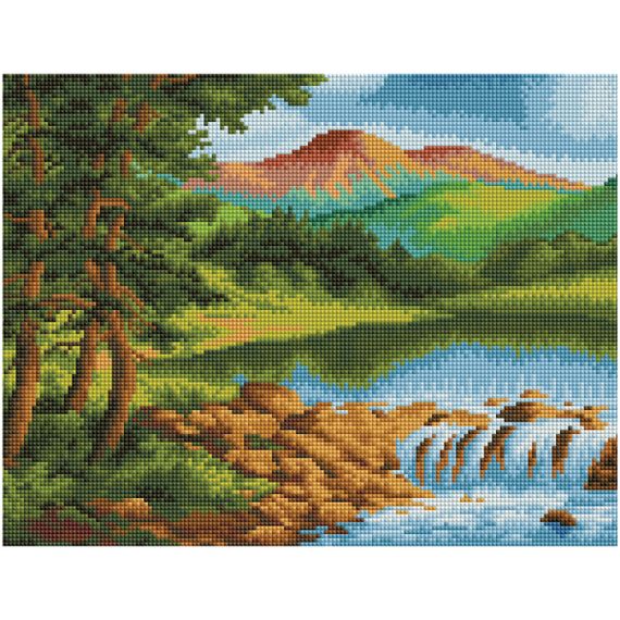Almaz qaşlarla mozaika \ Алмазная мозаика \ Diamond painting Алмазная мозаика ТРИ СОВЫ "Горная река", 30*40см, холст на деревянном подрамнике, картонная коробка
