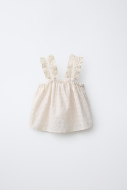 ZARA ТОП С ВЫШИВКОЙ, ЭКРЮ