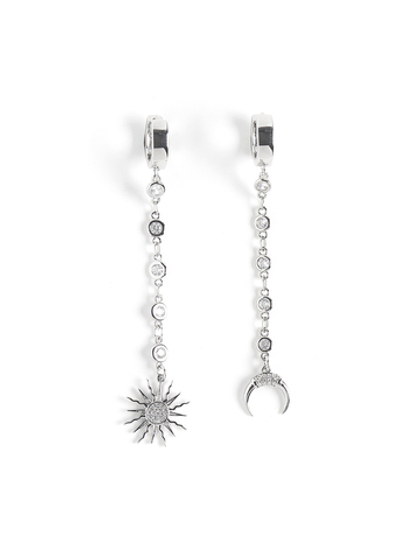 Серьги "Sun and moon long" Silver