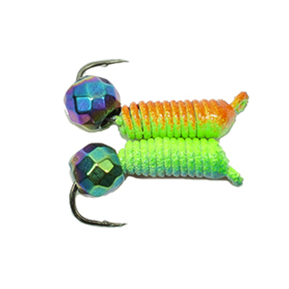 Мормышка Владимирская 514 "Гвоздик рифленый (радуга)" с кристаллом, 2мм, 0.5гр (10шт/уп)