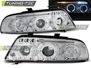 Передние фары Audi A4 B5 angel eyes chrome