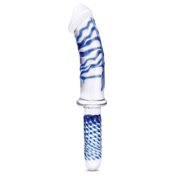 Прозрачно-синий двусторонний стимулятор 11  Realistic Double Ended Dildo - 28 см.