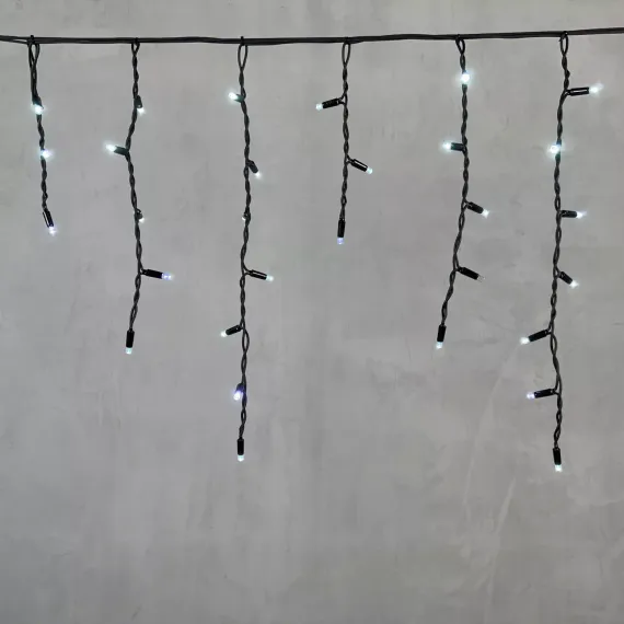 Светодиодная бахрома с колпачком 3,1*0,5 м., 120 холодных белых LED ламп, мерцание, каучуковый черный провод, LTC (LL120BLW-1-2W)