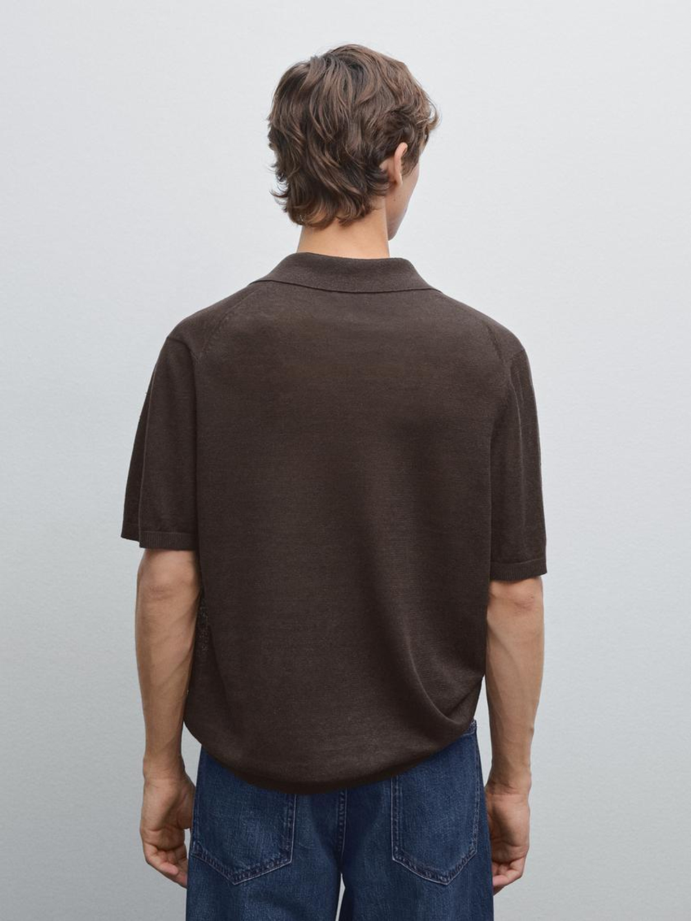 Massimo Dutti Поло из 100% льна, серый