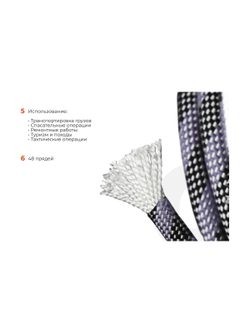 Страховочная высокопрочная веревка Gigant 48 прядей, 11ммх100м HRS-04