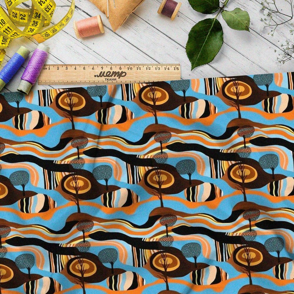 Ткань премиум атлас фееричные водовороты