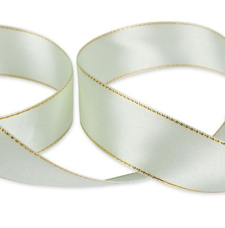 Лента атласная 25 мм , AL-25M двухстор. с металл. нитью 33 м , №050 под золото