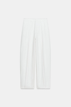 ZARA БРЮКИ-BARREL — ZW COLLECTION, БЕЛЫЙ