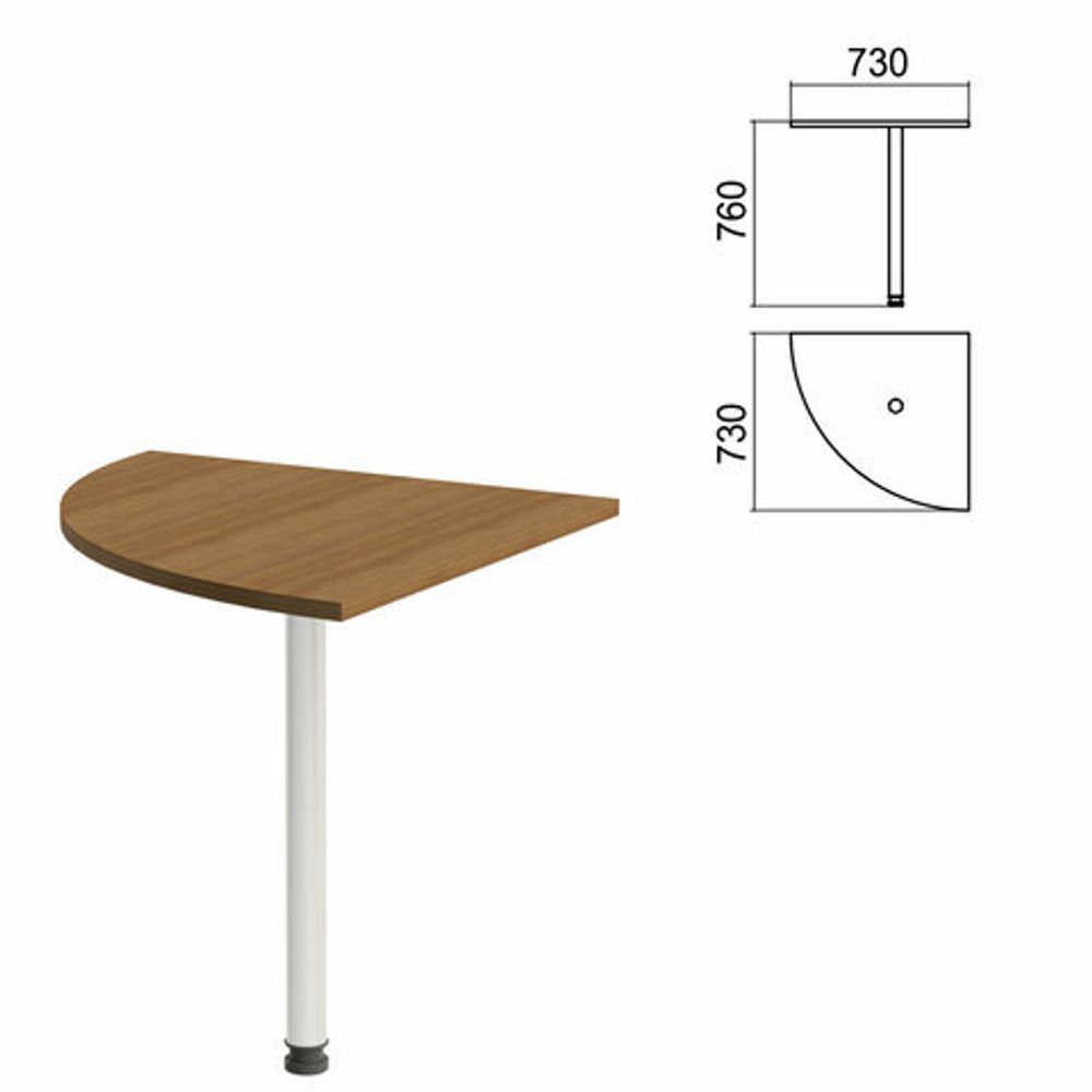 Стол приставной угловой &quot;Арго&quot;, 730х730х760, орех/опора хром (КОМПЛЕКТ)