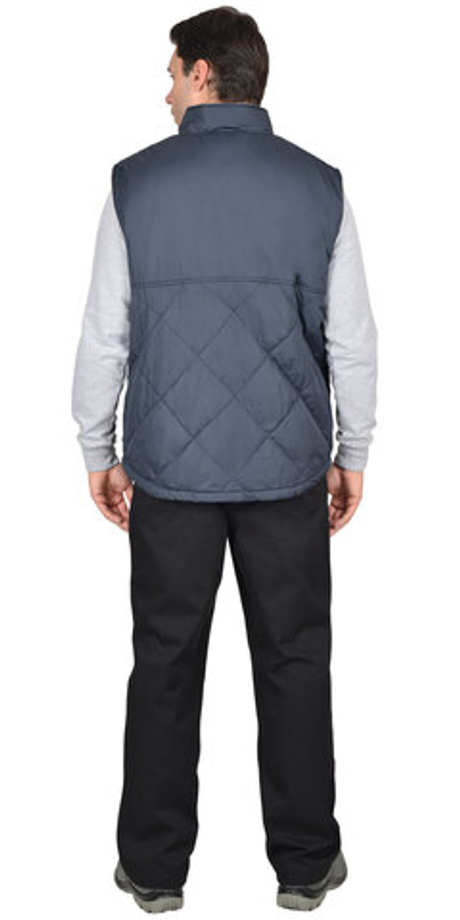 Жилет "СИРИУС-ЕВРОПА" удлиненный (на подкладке флис) сине-серый