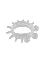 Эластичное эрекционное кольцо с шариками и лучами (Цвет: прозрачный)