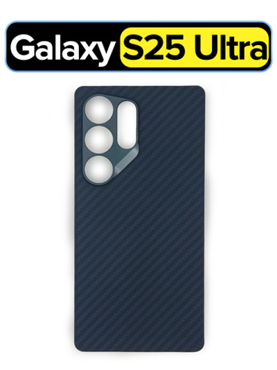 Карбоновый чехол MosSeller для Samsung Galaxy S25 Ultra с Магсейф, черный