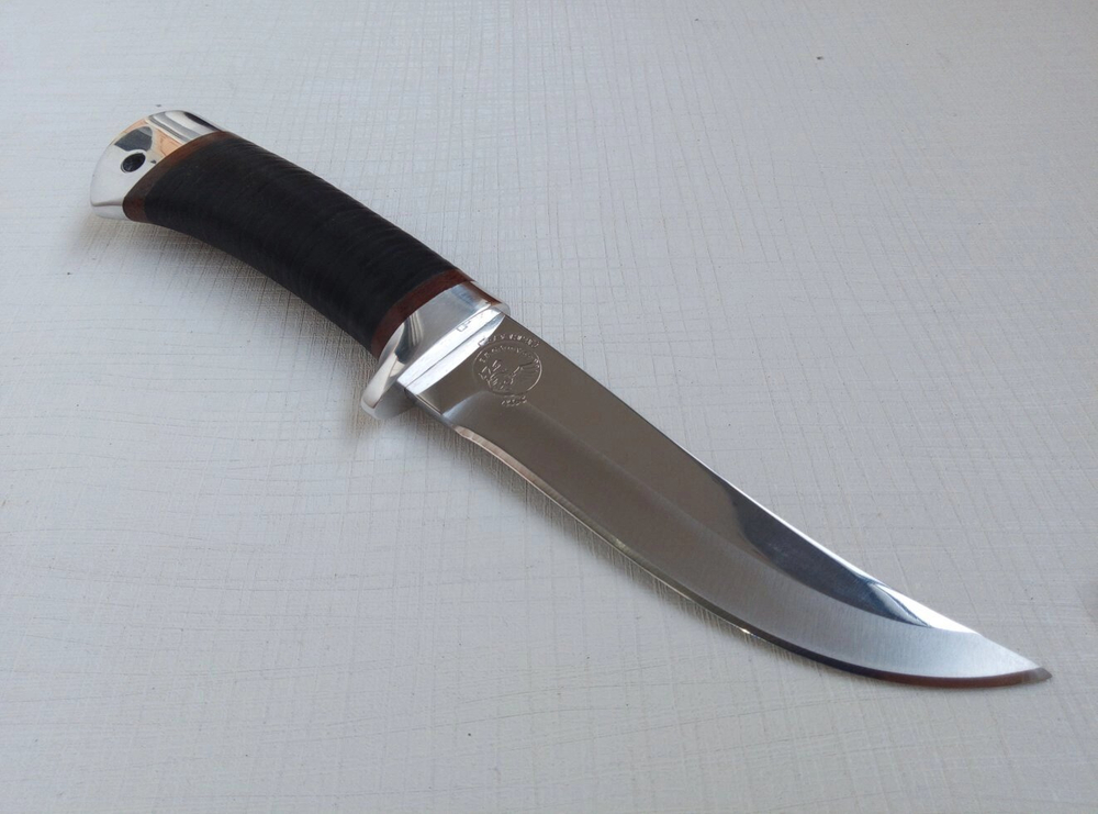 Кованый нож НС-11 Глухарь, с алюминиевыми вставками, Златоуст