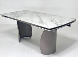 Стол ОЛЬХОН 180 БЕЛЫЙ МРАМОР АКТИВНЫЙ , керамика / Латте каркас, М-City