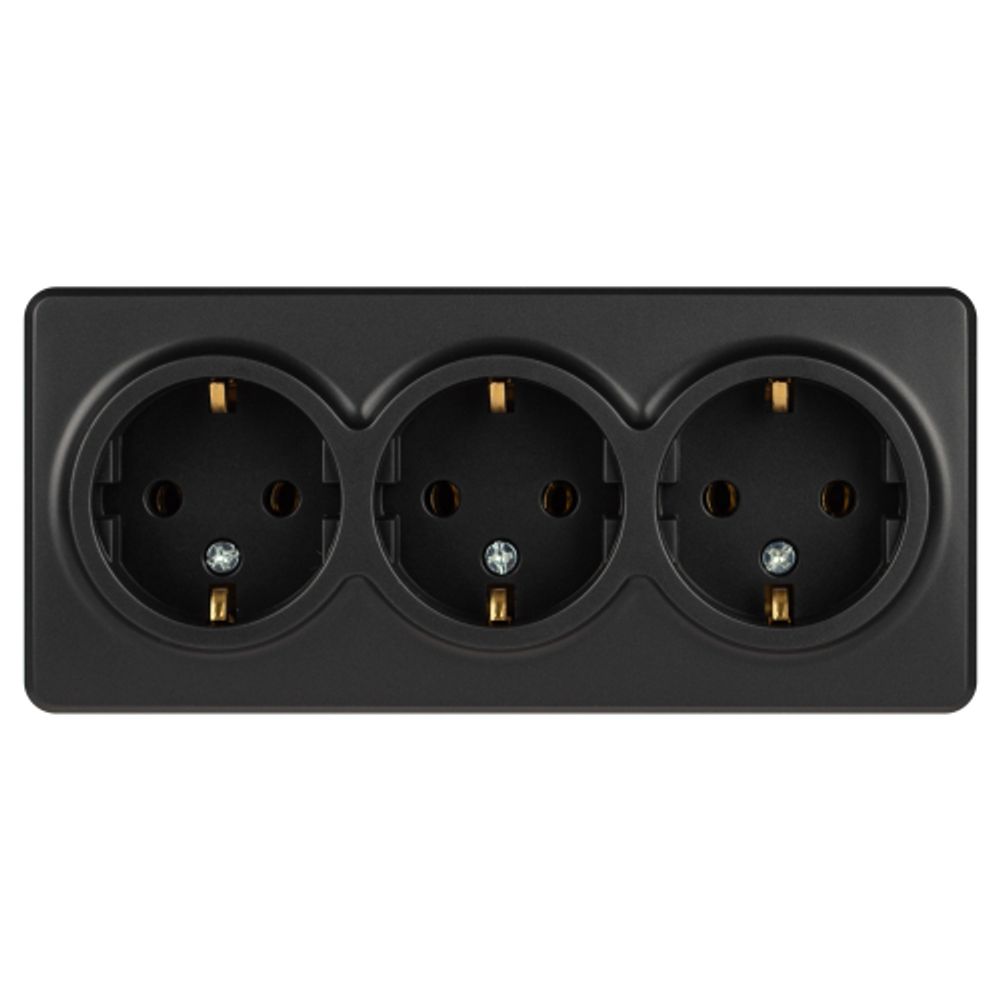 Розетка ЭРА Эксперт 11-2208-05 тройная с заземлением 3х2P+E Schuko, IP20, 16A-250В, ОУ, антрацит
