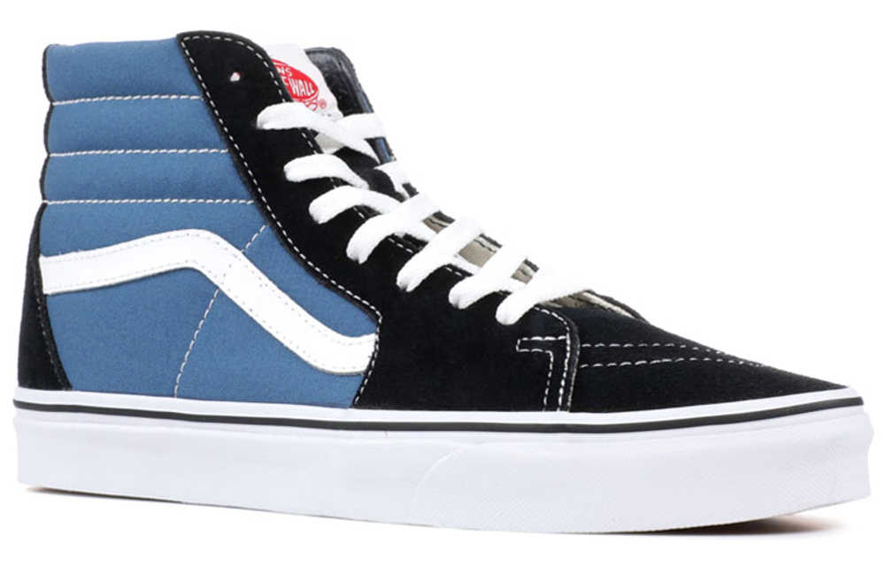 Vans SK8 canvas hip-hop style wear-resistant non-slip high-top sneakers for men and women with the same black and blue contrast color