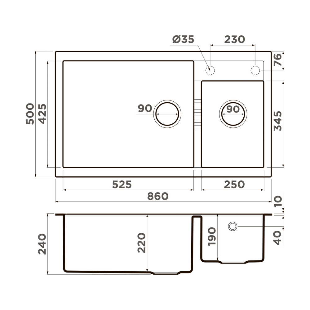 кухонная мойка Omoikiri Tedori 86-2-LB-GR Tetogranit/leningrad grey