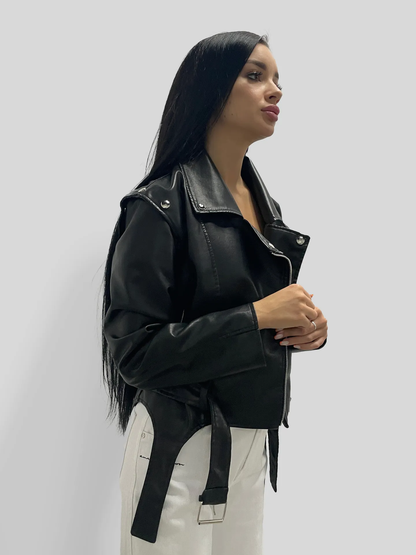 Aftf basic leather jacket deals