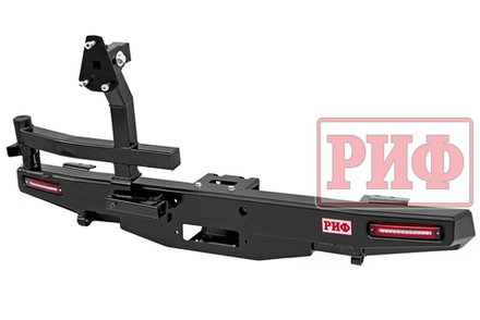 Бампер силовой задний УАЗ Хантер с площадкой под лебедку, калиткой, фонарями, подсветкой номера стандарт РИФ