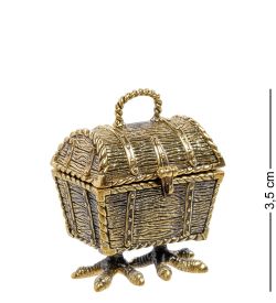 Народные промыслы AM-2202 Фигурка «Сундук на курьих ножках» (латунь, янтарь)