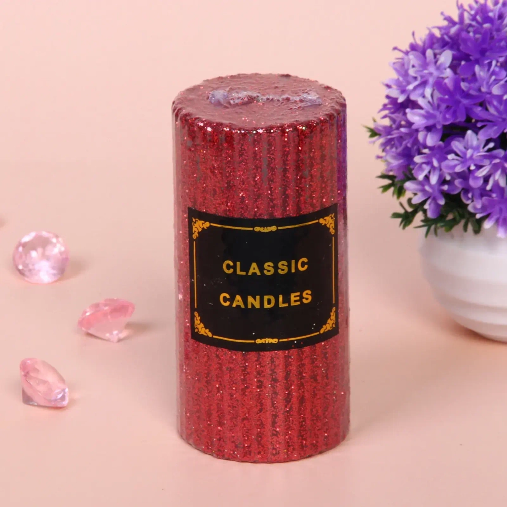 Свеча «Блестящий шик» 5*10 см, Красный