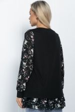 Блуза Хелли (черная/тюльпаны) Б11371 LT Collection