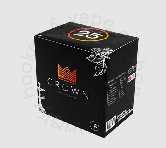 Уголь кокосовый Crown (Краун), 25x25x25, 18 куб.