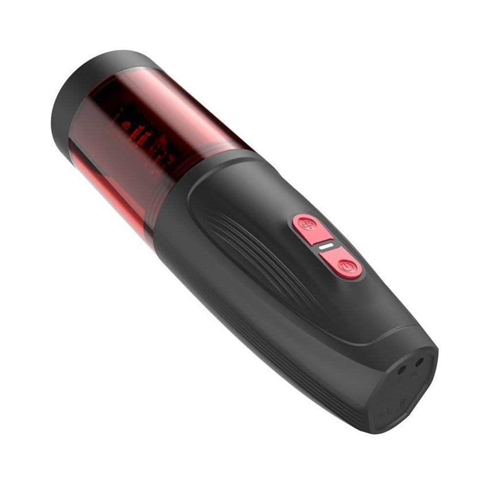 Инновационный вибромастурбатор с ротацией и фрикциями (Цвет: черный с красным)