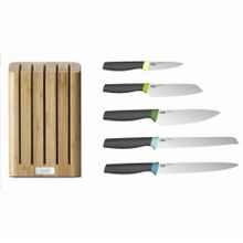 Joseph Joseph Набор ножей Elevate™ Knives Bamboo в подставке из бамбука