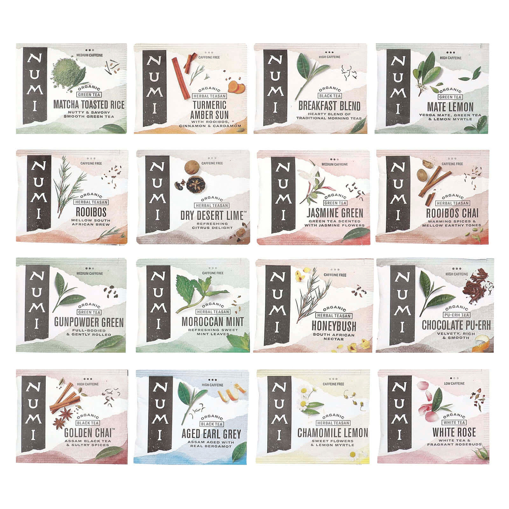 Numi Tea, Органический чаи, чаи и травяные сборы, коллекция Numi, 16 чайных пакетиков без ГМО, 1,26 унц. (34,7 г)