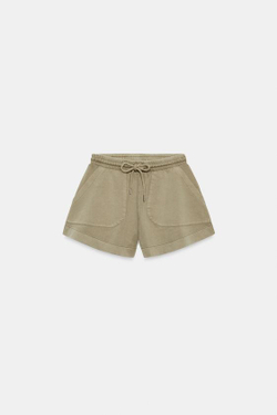 ZARA ШОРТЫ С ЭФФЕКТОМ ПОТЕРТОСТИ, СЕРО-КОРИЧНЕВЫЙ