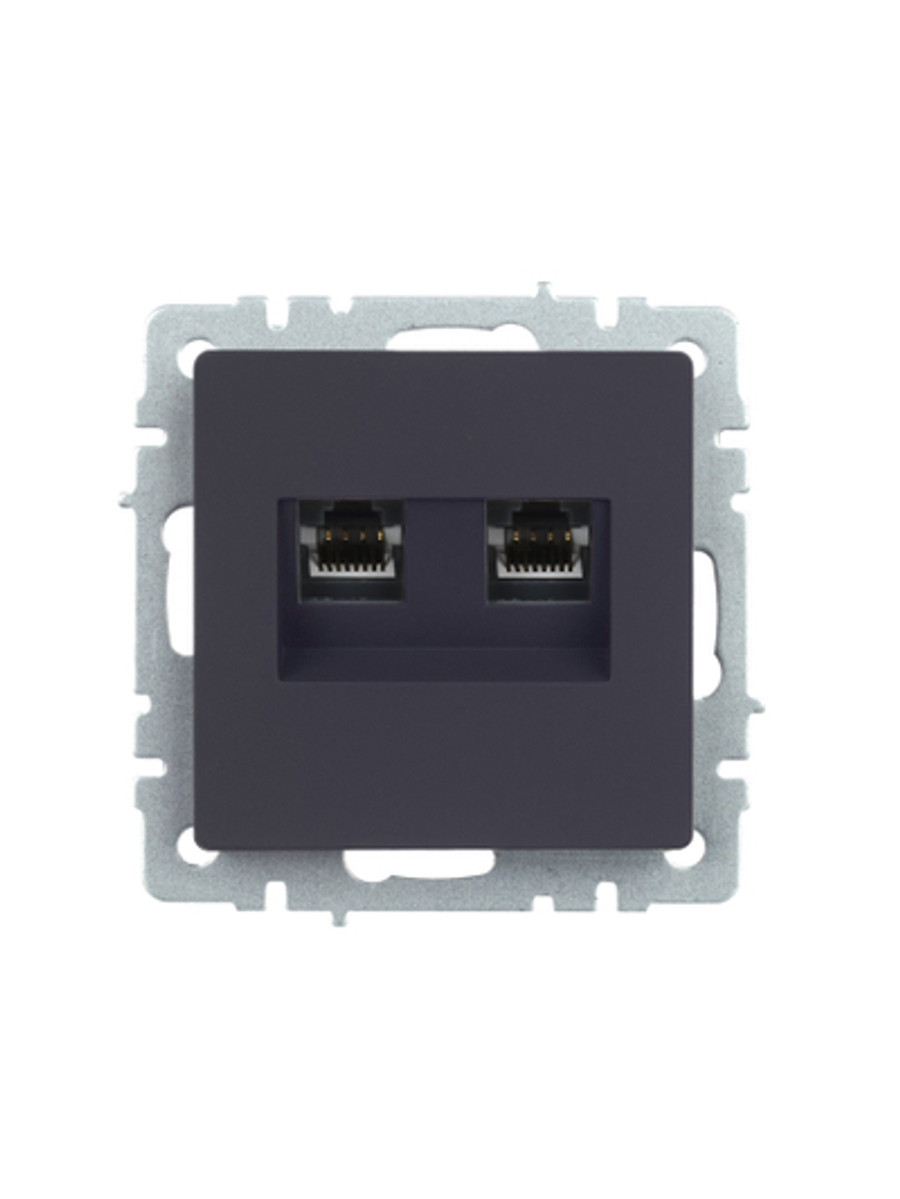 BRITE Розетка компьютерная двойная RJ45 кат.5E РК10-2-БрГ графит IEK