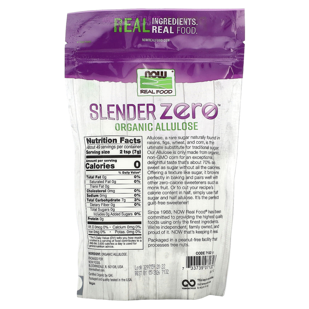NOW Foods, Slender Zero, органическая аллюлоза, 340 г (12 унций)